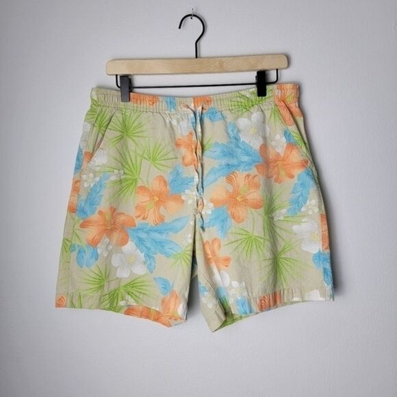 🏖🌴 90s ERIKA Vintage Aloha Resort Hawaiian Tropical Floral Shorts Size Medium - Picture 2 of 9